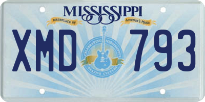 MS license plate XMD793
