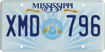 MS license plate XMD796