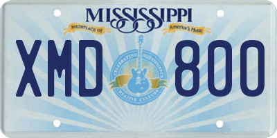 MS license plate XMD800