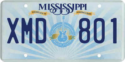 MS license plate XMD801