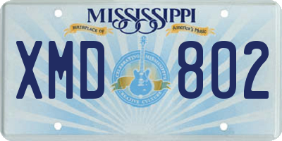 MS license plate XMD802