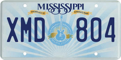 MS license plate XMD804