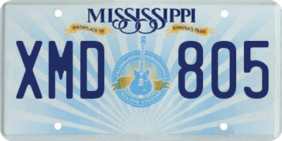 MS license plate XMD805