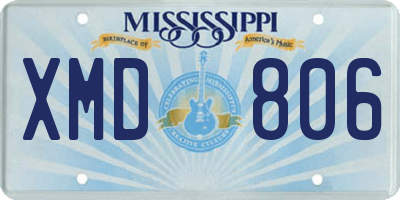 MS license plate XMD806