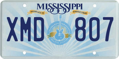 MS license plate XMD807