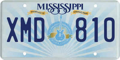 MS license plate XMD810