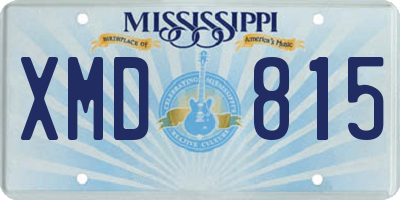 MS license plate XMD815