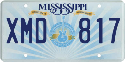 MS license plate XMD817