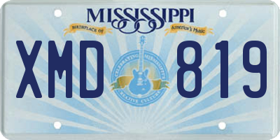 MS license plate XMD819