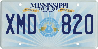 MS license plate XMD820