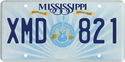 MS license plate XMD821
