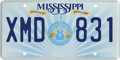 MS license plate XMD831