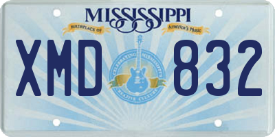 MS license plate XMD832