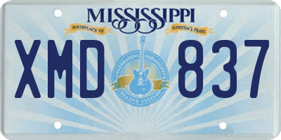 MS license plate XMD837