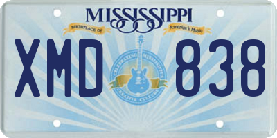 MS license plate XMD838