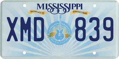 MS license plate XMD839