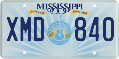MS license plate XMD840
