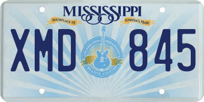 MS license plate XMD845