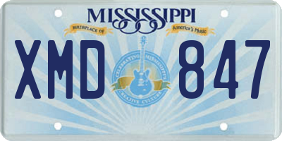 MS license plate XMD847