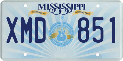 MS license plate XMD851