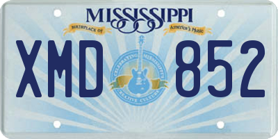 MS license plate XMD852