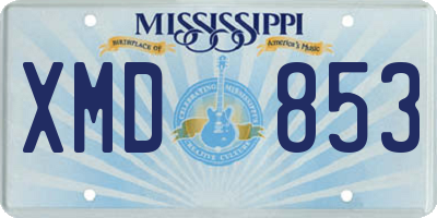 MS license plate XMD853