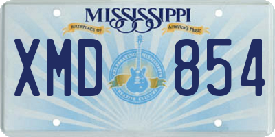 MS license plate XMD854