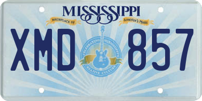 MS license plate XMD857