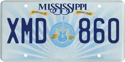 MS license plate XMD860