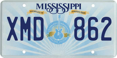 MS license plate XMD862