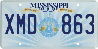 MS license plate XMD863