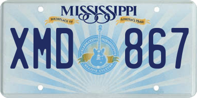 MS license plate XMD867