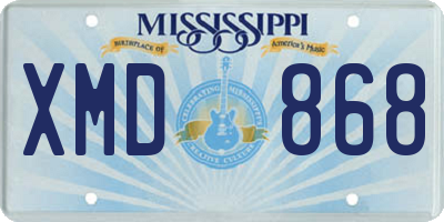 MS license plate XMD868