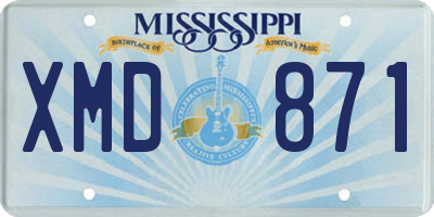MS license plate XMD871