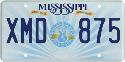 MS license plate XMD875