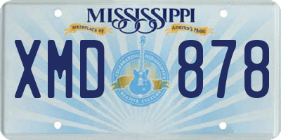 MS license plate XMD878