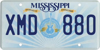 MS license plate XMD880