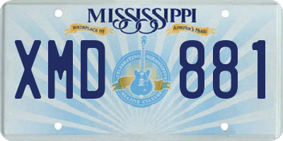 MS license plate XMD881
