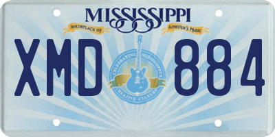 MS license plate XMD884