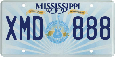 MS license plate XMD888