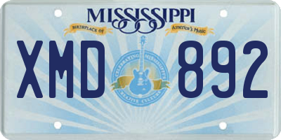 MS license plate XMD892