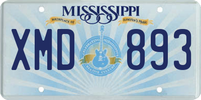 MS license plate XMD893