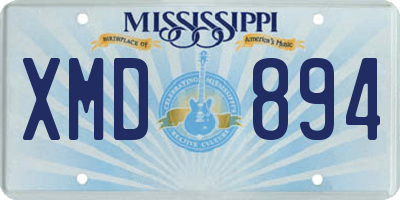 MS license plate XMD894