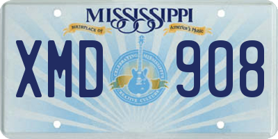 MS license plate XMD908