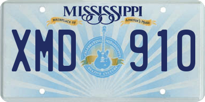 MS license plate XMD910