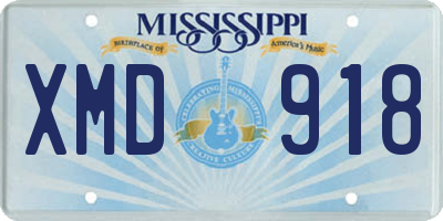 MS license plate XMD918
