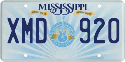 MS license plate XMD920