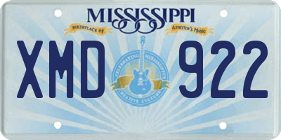 MS license plate XMD922