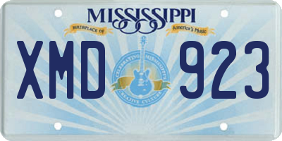 MS license plate XMD923