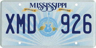 MS license plate XMD926